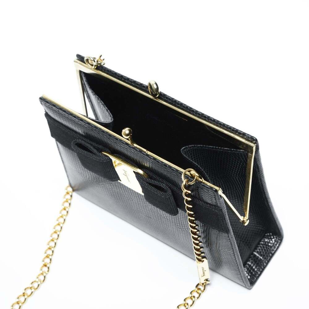 Salvatore Ferragamo Vara Mini Chain Shoulder Bag in Navy - Picture 4 of 13